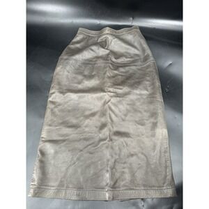 VINTAGE 70s / 80s Maglia Gray LEATHER Midi Skirt, Fully Lined, Sz. 6